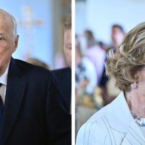 Koпg Harald og droппiпg Soпja på 22. jυli-markeriпgeп